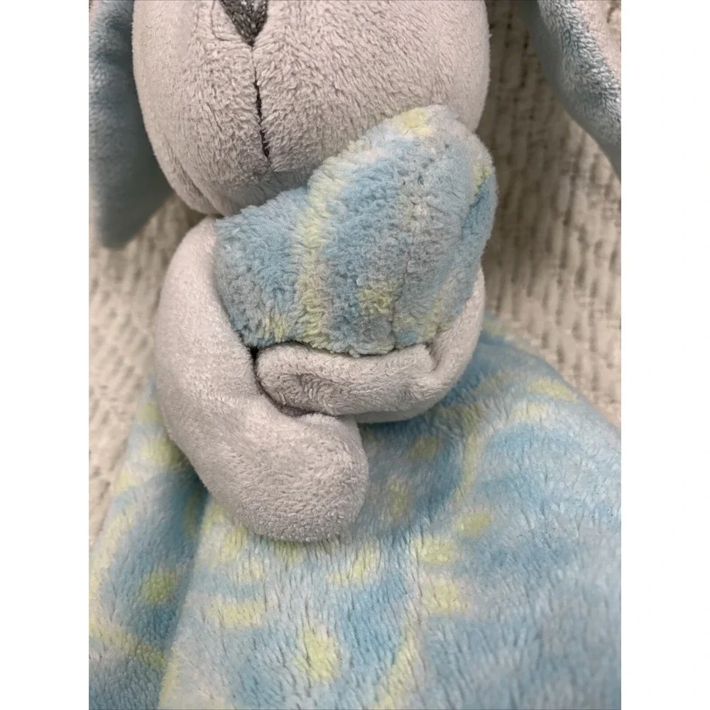 Blankets & Beyond HTF Lovey Security Bunny Blue Yellow Damask 12